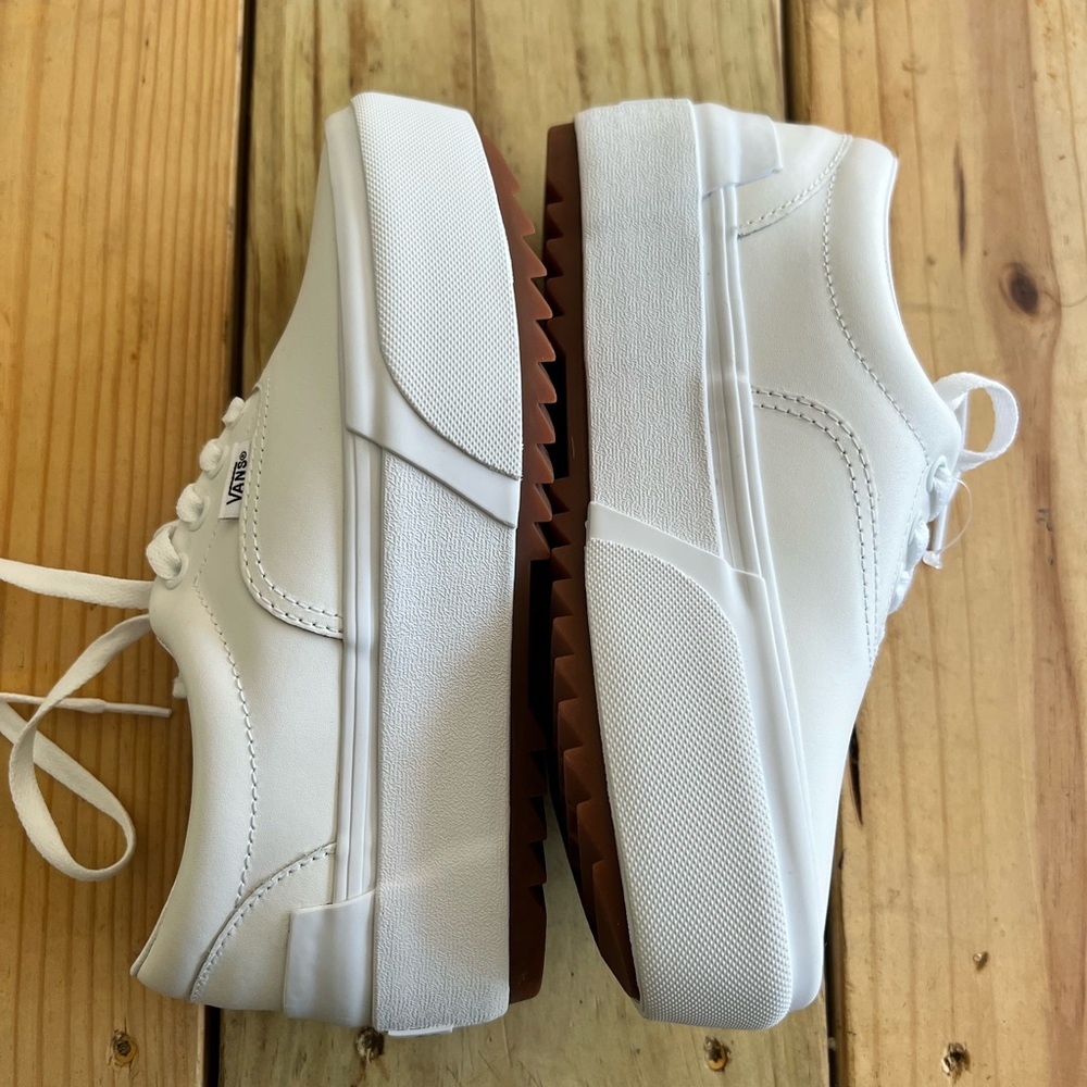 Platform white leather vans